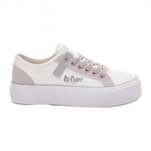 Trampki Damskie Na Platformie Lee Cooper LCW-25-31-3479L Biało-Szare białe