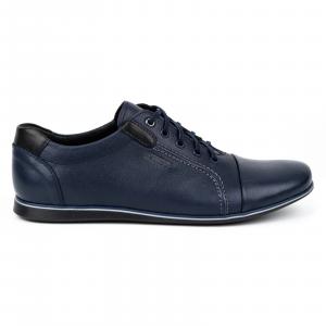 Kampol Buty męskie skórzane casual 39/63KAM granatowe niebieskie