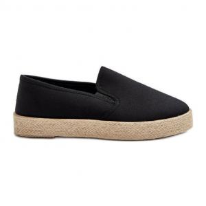 Espadryle Damskie Na Platformie Czarne Naloenma