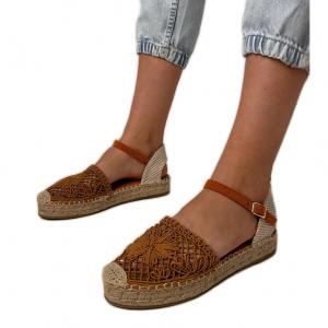 Brązowe sandały espadryle ażurowe