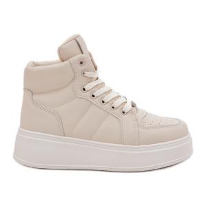 Evento Wysokie Sneakersy Damskie Na Platformie Beżowe beżowy