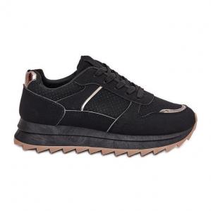 Damskie Buty Sportowe Na Platformie Czarne