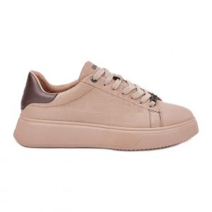 Sneakersy Damskie Z Eko Skóry Big Star RR274259 Beżowe beżowy