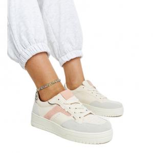 Białe sneakersy na platformie Walda beżowy
