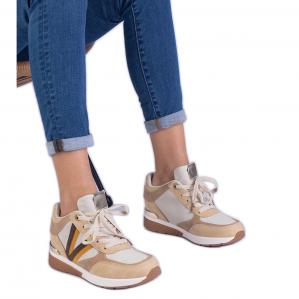 Brązowe sneakersy damskie na ukrytym koturnie