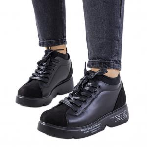 Czarne sneakersy na wysokiej podeszwie Ambly