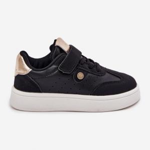 Buty Sportowe Sneakersy Dziewczęce Na Rzep Czarne