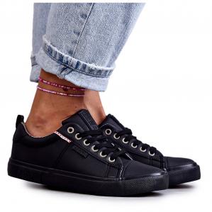 Niskie Damskie Skórzane Trampki Big Star KK274006 Czarne