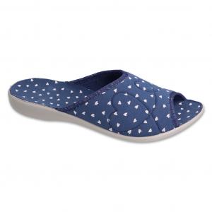 Befado kapcie damskie granatowe pu 254D153 w serca niebieskie