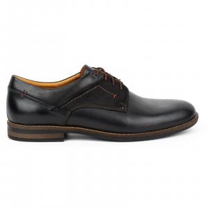 Kampol Buty męskie casual eleganckie skórzane 333KAM czarne