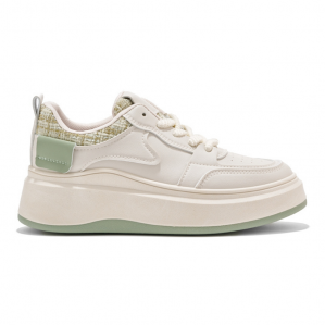 Damskie czarne sneakersy na grubej podeszwie beżowy