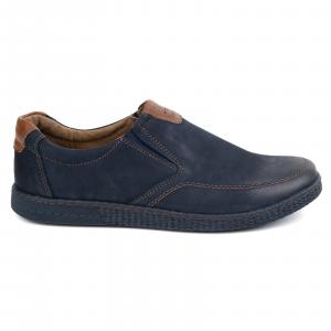 KOMODO Buty męskie skórzane Casual 854/2 granatowe niebieskie