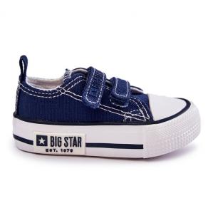 Dziecięce Materiałowe Trampki Na Rzep Big Star KK374075 Granatowe niebieskie