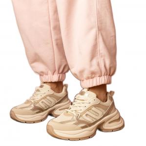 Beżowe sneakersy sportowe na masywnej podeszwie beżowy