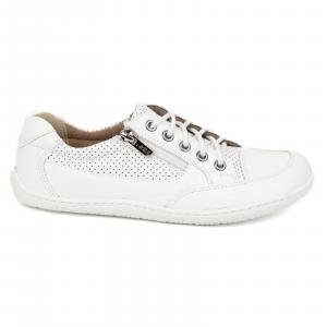 Olivier Barefoot Damskie minimalistyczne sneakersy skórzane 770 perforowane białe