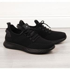 Buty sportowe męskie z siatką czarne NEWS