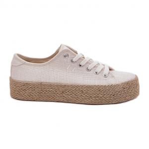 Trampki Damskie Na Platformie Z Plecionką Lee Cooper LCW-25-02-3284 Jasnobeżowe beżowy