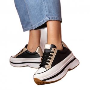 Czarne sneakersy trampki na platfotmie