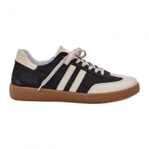 Zazoo N1068 Skórzane Niskie Sneakersy Damskie Czarne