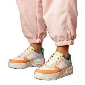 Pomarańczowe sneakersy sportowe na platfotmie