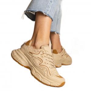 Beżowe sneakersy damskie sportowe beżowy