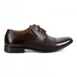 Olivier Buty męskie eleganckie skórzane 302T3 ciemny brąz brązowe