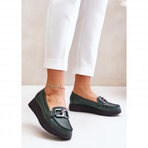 Mokasyny Model Zazoo 10141 Dark Green - Step in style zielone