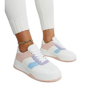 Biało-różowe sneakersy na grubszej podeszwie Rafida