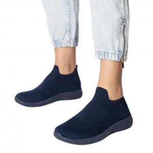 Granatowe sneakersy sportowe ze skarpetkową cholewką niebieskie