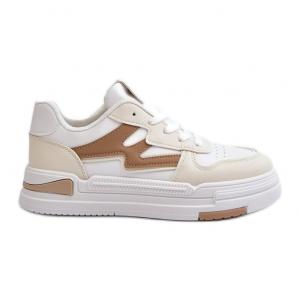 Sneakersy Damskie Na Platformie Z Eko Skóry Beżowe Lynnette beżowy