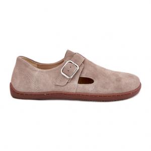 Zamszowe Półbuty Barefoot Damskie Z Klamrą Zazoo N1261 Beżowe beżowy