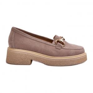 Zazoo 3429 Zamszowe Mokasyny Damskie Z Ozdobą Cappuccino beżowy