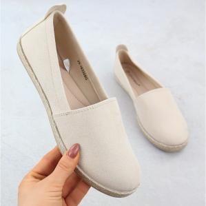Espadryle damskie wsuwane zamszowe beż Potocki PY16332 beżowy