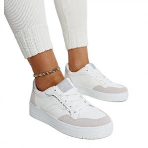 Białe-szare sneakersy na platformie Walda