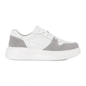 Goodin Białe skórzane sneakersy na platformie