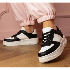 Czarne sneakersy sportowe na platfotmie