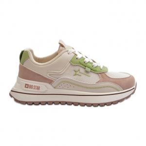 Sneakersy Damskie Big Star NN274A091 Beżowo-Zielone beżowy