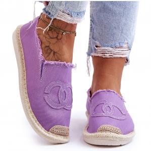 Klasyczne Damskie Espadryle Fioletowe Flaure
