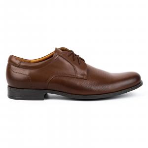 Kampol Buty męskie eleganckie skórzane 344KAM brązowe