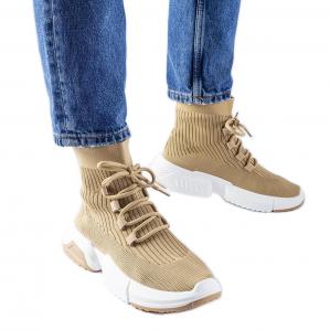 Ciemnobeżowe wysokie sneakersy Sanschagrin beżowy