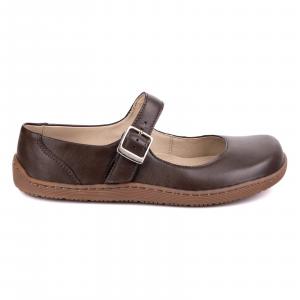 Baleriny barefoot damskie Olivier 1286 – skórzane buty z klamerką brązowe