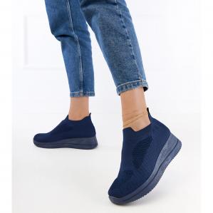 Granatowe sneakersy materialowe wsuwane niebieskie