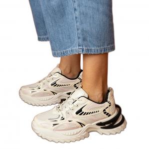 Beżowe sneakersy sportowe na stylowej podeszwie beżowy