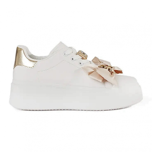 Biało-złote sneakersy ze złotymi dodatkami białe