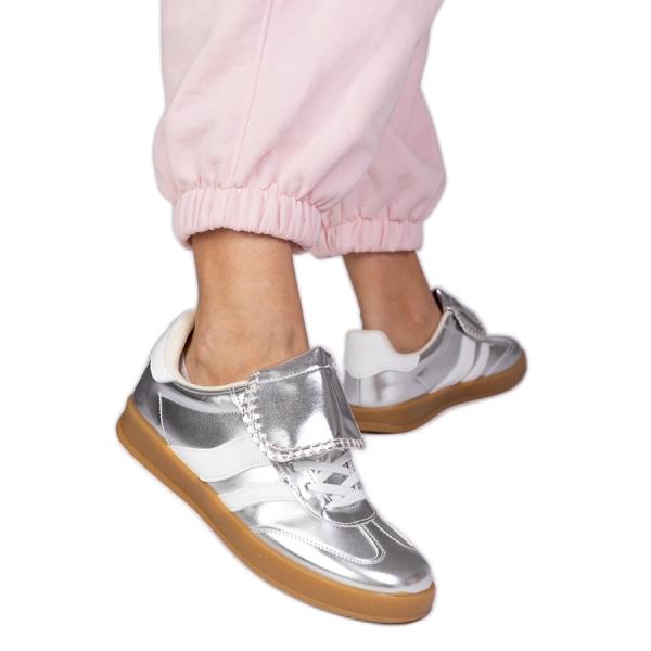 Srebrne sneakersy trampki damskie sportowe srebrny