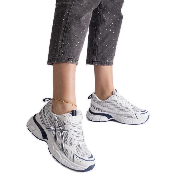 Niebieskie sportowe sneakersy damskie białe