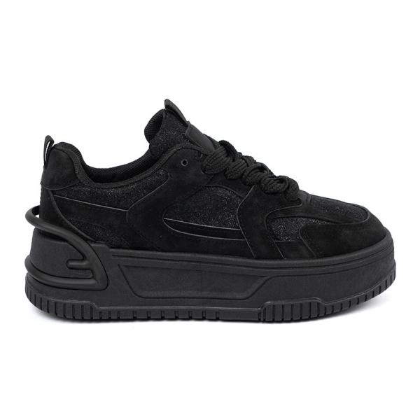 Shelvt Sneakersy damskie z koronką czarne