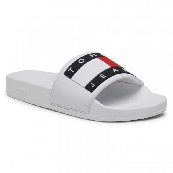 Tommy Hilfiger Klapki Tommy Jeans Flag Pool Slide W EN0EN01378-YBR białe