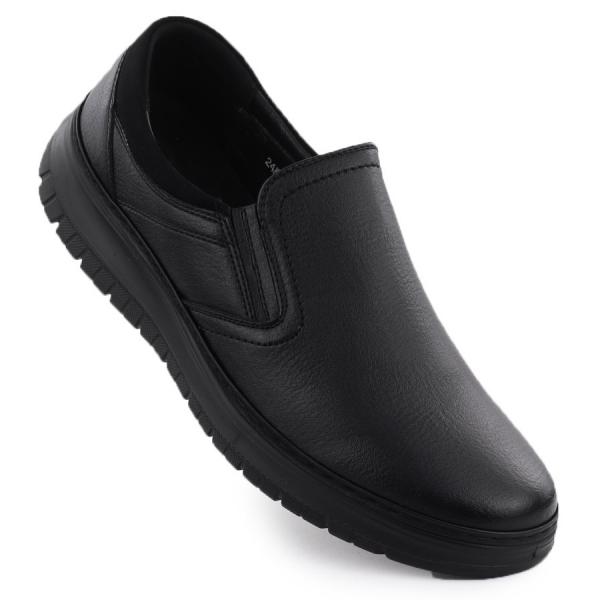 Półbuty męskie eleganckie wsuwane czarne Unisoft 7155