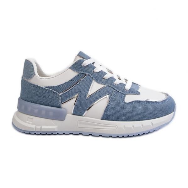 Jeansowe Sneakersy Damskie Z Eko Skóry Niebieskie Kaimans
